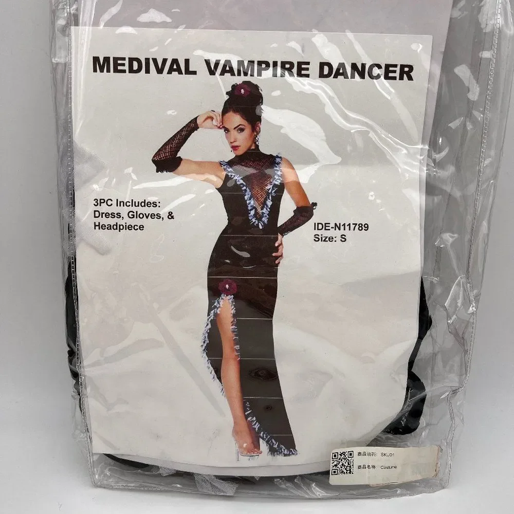 New Medieval Vampire Dancer Costume - Size S - Picture 1 of 4